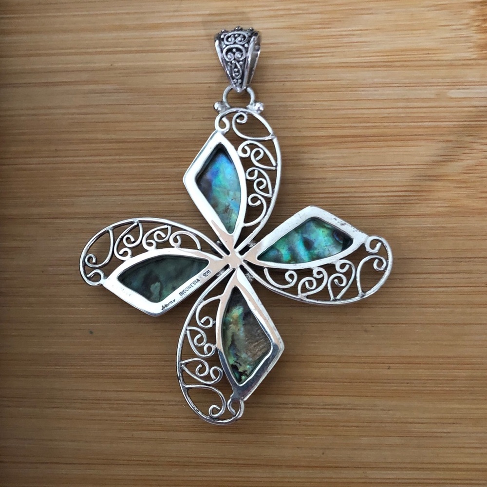 $89  Meran Estate Drop Pendant   Marked Meran Indonesian 925 - Picture 5 of 6